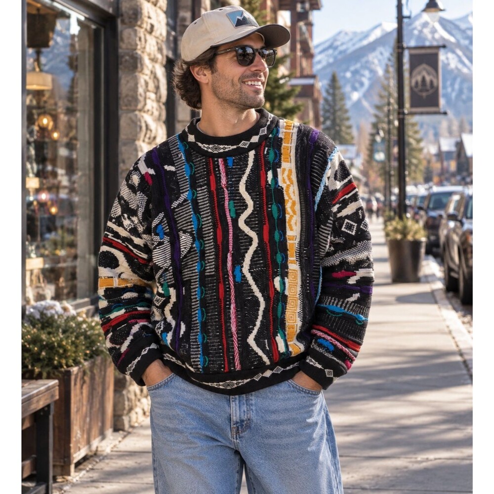 Vintage 90s Authentic Coogi 3D Cable Knit Sweater Made In Australia - Men's XL